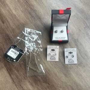 Silver Jewelry Set - Including 1/10CT DIA STERLING SILVER EARRINGS - NEW